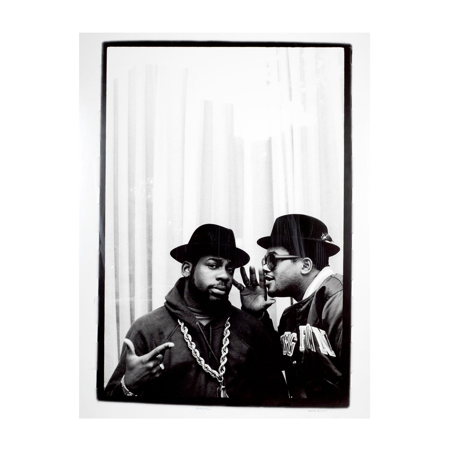 RUN DMC Berlin 1987 Sounds magazine cover shoot silver gelatin darkroom print on Ilford MGRC Deluxe Glossy paper by Peter Anderson