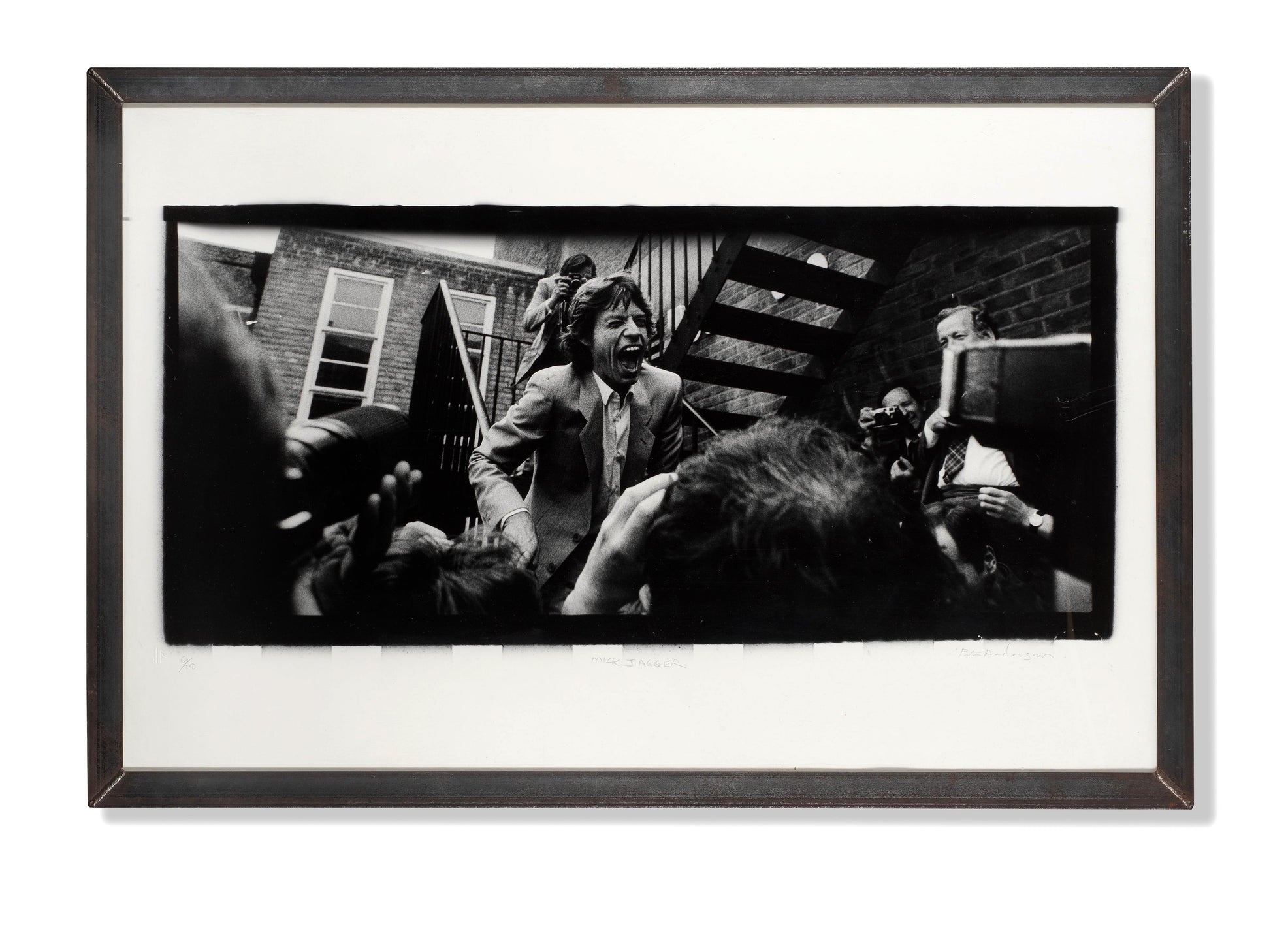 Mick Jagger Rolling Stones Le Beat Route Soho London 1982 press conference silver gelatin darkroom print by Peter Anderson
