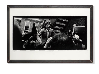 Mick Jagger Rolling Stones Le Beat Route Soho London 1982 press conference silver gelatin darkroom print by Peter Anderson