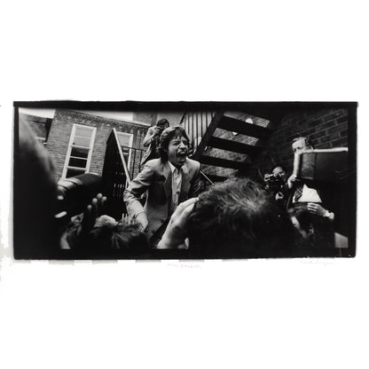 Mick Jagger Rolling Stones Le Beat Route Soho London 1982 press conference silver gelatin darkroom print by Peter Anderson
