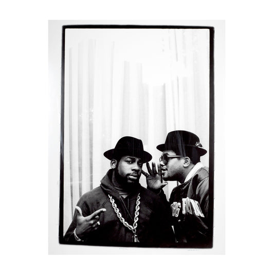 RUN DMC Berlin 1987 Sounds magazine cover shoot silver gelatin darkroom print on Ilford MGRC Deluxe Glossy paper by Peter Anderson
